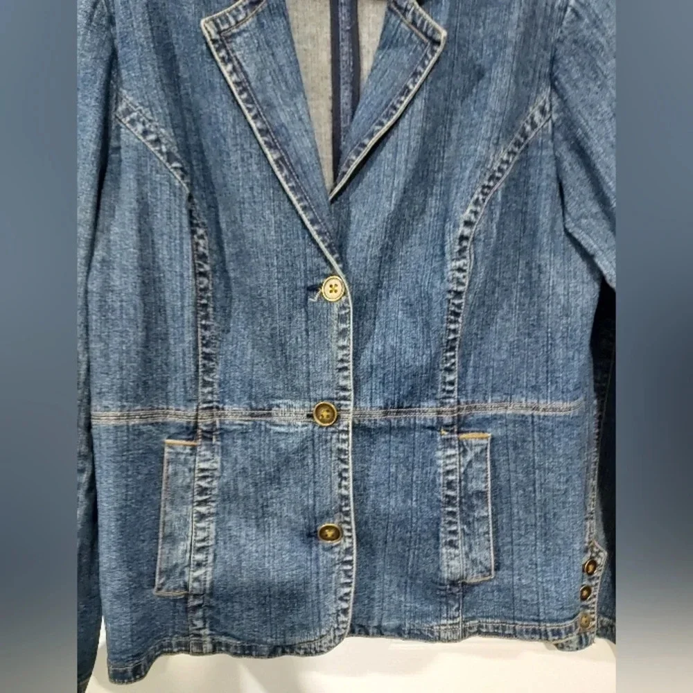 St. John's Bay Medium Wash Denim Long Sleeve Jacket in Size XL